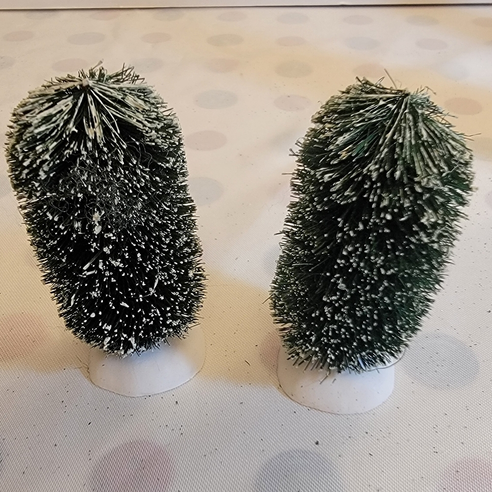 Dept 56 (2) "3" Bottle Brush Frosted Bush Trees" Village Accessories